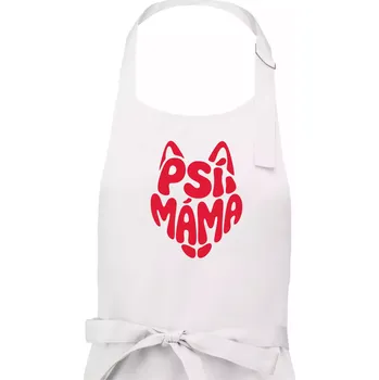 Kuchyňská zástěra Psí máma nápis v hlavě - Dámská zástěra na vaření - Univerzální velikost ( Bílá )