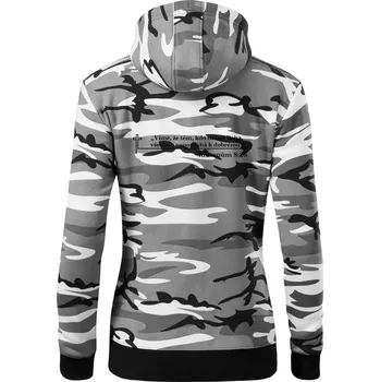 Dámská mikina Citáty z bible - Římanům 8:28 - Dámská mikina trendy zipper s kapucí - 2XL ( Šedý maskáč )