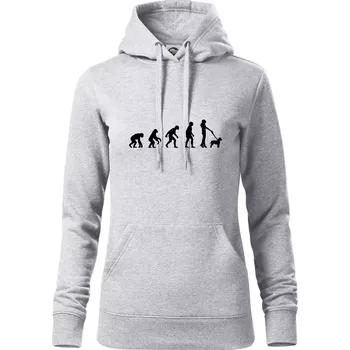 Dámská mikina Lagotto romagnolo Evoluce - Mikina dámská Cape s kapucí - L ( Světlešedý Melír )