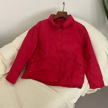 Dámská parka Dámská zimní prošívaná bunda s límcem Barva: Červená, Velikost: M