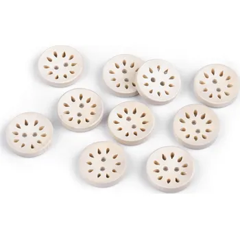 Knoflík Dřevěný knoflík s výřezy Varianta: přírodní sv., Balení: 10 ks
