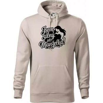 Pánská mikina Jsem silný jako manželka - Mikina pánská Cape s kapucí - 2XL ( Ledově šedá )