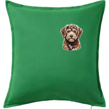 Polštář Lagotto romagnolo vyšívaná hlava na prsu - Polštář 50x50 - 50x50 - Pouze potah ( Středně zelená )
