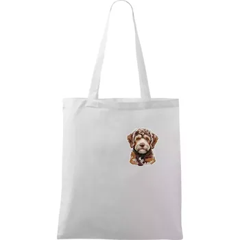 Lagotto romagnolo vyšívaná hlava na prsu - Taška bavlněná - 42 x 38 cm ( Bílá )