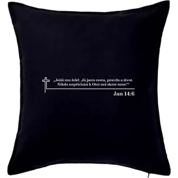Polštář Citáty z bible - Jan 14:6 - Polštář 50x50 - 50x50 - Pouze potah ( Černá )