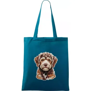 Lagotto romagnolo vyšívaná hlava - Taška bavlněná - 42 x 38 cm ( Petrolejová )
