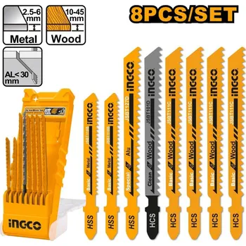 Pilový plátek List pilový MIX na dřevo a kov INGCO, sada 8ks do přímočaré pily