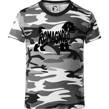 Chlapecké tričko Romagnolo nápis v těle - Dětské maskáčové triko - 104-110cm / 3-4 roky ( Šedý maskáč )