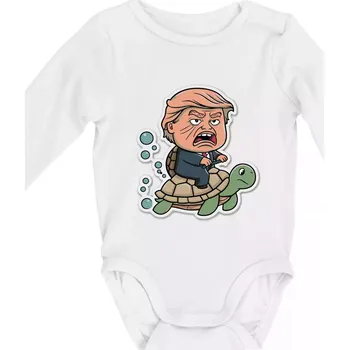 Kojenecký body Trump a želva - Body kojenecké s dlouhým rukávem - Dlouhý r. do 3 měs ( Bílá )