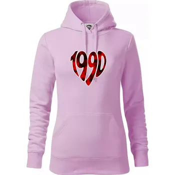 Dámská mikina 1990 v srdci - Mikina dámská Cape s kapucí - S ( Orchid )