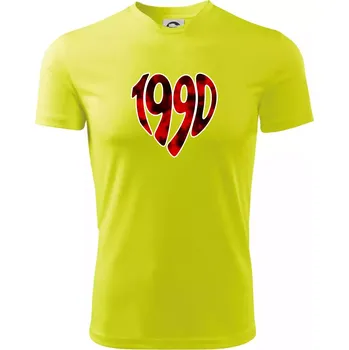 Pánské tričko 1990 v srdci - Pánské triko Fantasy sportovní (dresovina) - 3XL ( Neonově žlutá )