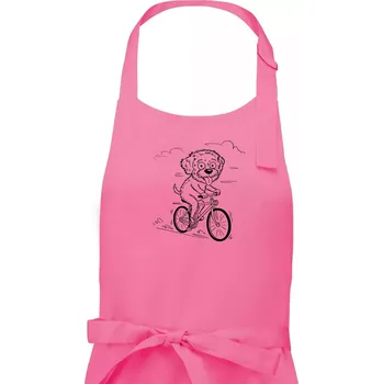 Kuchyňská zástěra Lagotto romagnolo karikatura na kole černá - Dámská zástěra na vaření - Univerzální velikost ( Růžová )