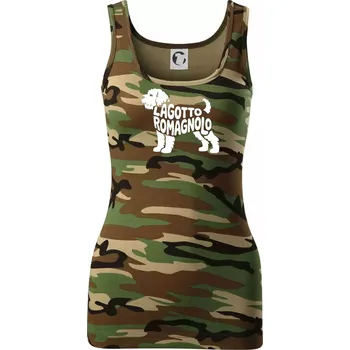 Dámské tričko Lagotto romagnolo nápis v těle - Dámské Maskáčové tílko - 2XL ( Hnědý maskáč )