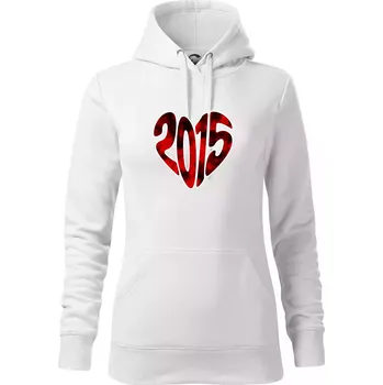Dámská mikina 2015 v srdci - Mikina dámská Cape s kapucí - M ( Bílá )