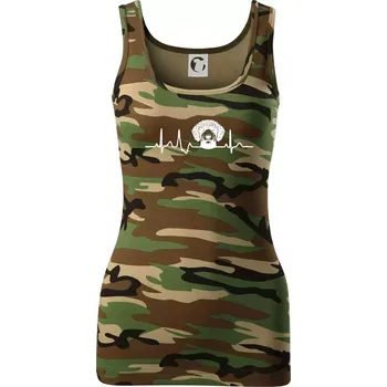 Dámské tričko Lagotto romagnolo hlava EKG - Dámské Maskáčové tílko - 2XL ( Hnědý maskáč )