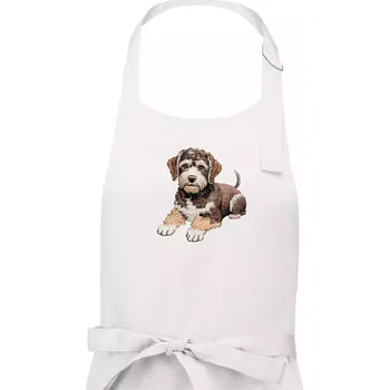 Kuchyňská zástěra Lagotto romagnolo vyšívaný velký - Pánská zástěra na vaření - Univerzální velikost ( Bílá )