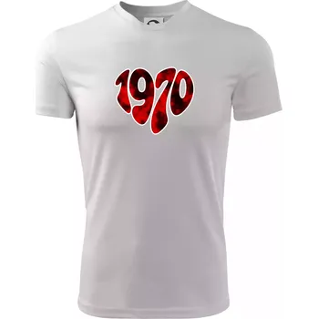 Pánské tričko 1970 v srdci - Pánské triko Fantasy sportovní (dresovina) - L ( Bílá )