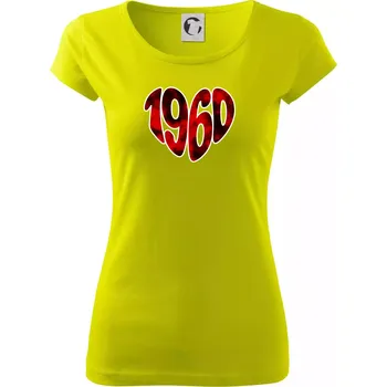 Dámské tričko 1960 v srdci - Dámské triko Pure - M ( Limetková )