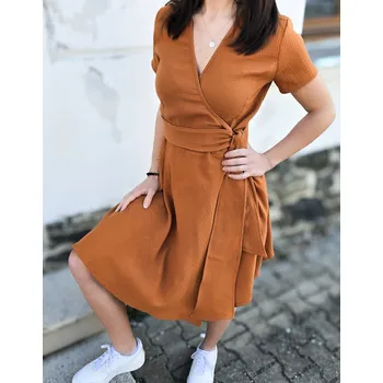 Dámské šaty Kulišárny Mušelínové zavinovací šaty s kolovou sukní BRONZ Velikost: 44-46