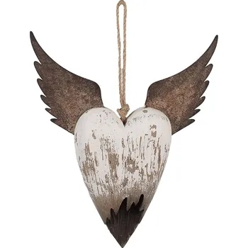 Bytová dekorace Clayre & Eef - Dekorativní srdce s křídly 6H2415L