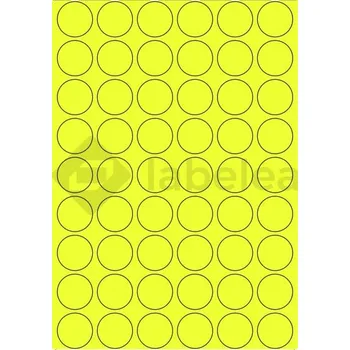 Samolepící etiketa Labelea Samolepicí etikety kruh 30x30 mm signální barevné papírové, na archu A4, pro laserový tisk, Barva etiket Signální žlutá, Počet archů v balení 100 EPY999030SY054S