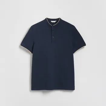 Pánské tričko Reserved - Polo střihu regular se stojáčkem - tmavomodrá - 879DI-59X - 879DI-59X-L