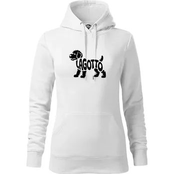 Dámská mikina Lagotto nápis v těle - Mikina dámská Cape s kapucí - XL ( Bílá )