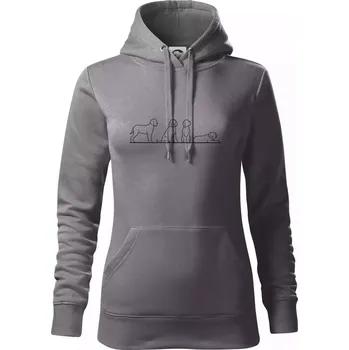 Dámská mikina Lagotto romagnolo postavy linka - Mikina dámská Cape s kapucí - M ( Ocelově šedá )