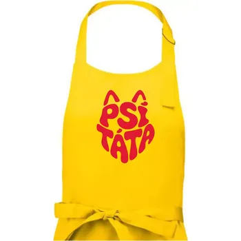 Kuchyňská zástěra Psí táta nápis v hlavě - Pánská zástěra na vaření - Univerzální velikost ( Žlutá )