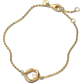 Náramek Pandora Pozlacený náramek s perlou a zirkony Essence Shine 563830C01 18 cm + 2 měsíce na vrácení zboží