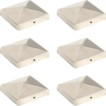Příslušenství pro plot vidaXL Krytky na plotové sloupky ve tvaru stříšky 6 ks nerez 101x101mm [145488]