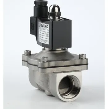 Ventil MVPE A 1/N | Nerezový elektromagnetický ventil na vzduch, olej, 7 bar, NC, NBR Dimenze (DN) - připojení: DN 25 - 1" Rp, Napájecí napětí: 12 VDC