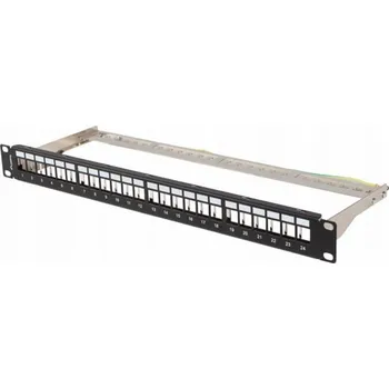 Patch panel Lanberg Prázdný patch panel 24 portů 1U 19" FTP pro Keystone moduly, černý