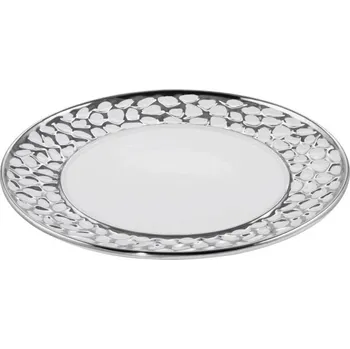 Talíř Dekorační talíř MADLEN 2 bílý / stříbrný