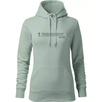 Dámská mikina Citáty z bible - Jan 14:6 - Mikina dámská Cape s kapucí - L ( Sage )