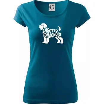 Dámské tričko Lagotto romagnolo nápis v těle - Dámské triko Pure - L ( Petrolejová )