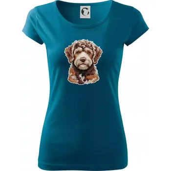 Dámské tričko Lagotto romagnolo vyšívaná hlava - Dámské triko Pure - M ( Petrolejová )