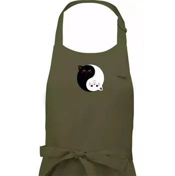 Kuchyňská zástěra Kočky jin jang barevné - Pánská zástěra na vaření - Univerzální velikost ( Khaki )