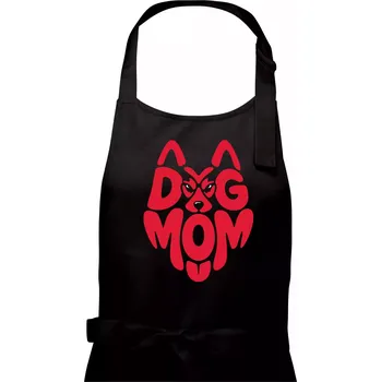Kuchyňská zástěra Dog mom nápis v hlavě - Dámská zástěra na vaření - Univerzální velikost ( Černá )