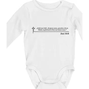 Citáty z bible - Jan 14:6 - Body kojenecké s dlouhým rukávem - Dlouhý r. do 3 měs ( Bílá )