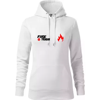Dámská mikina Fire Team plamen - Mikina dámská Cape s kapucí - L ( Bílá )