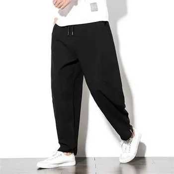 Pánské kalhoty Volné lněné harémové kalhoty pro muže Velikost: L, Barva (Varianta): Black [K13]]