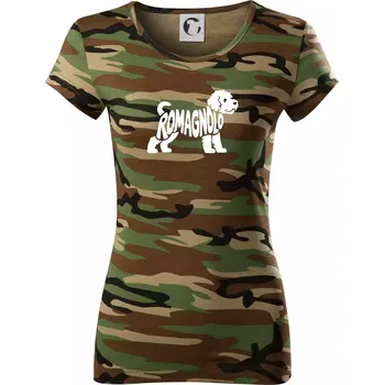 Dámské tričko Romagnolo nápis v těle - Dámské maskáčové triko - M ( Hnědý maskáč )