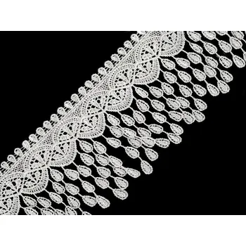 Stuha Vzdušná krajka s třásněmi šíře 80 mm Varianta: 1 Off White, Balení: 1 m