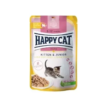Krmivo pro kočku Happy Cat kitten & junior drůbeží 20x85g kapsička KARTON