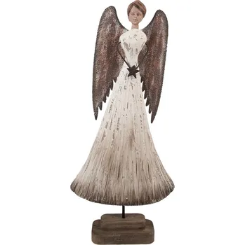 Bytová dekorace Dřevěná dekorace anděl s hvězdičkou Angel Rustic Brocante - 19*6*42 cm