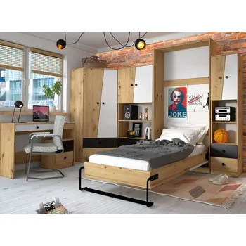 Dětský pokoj Domel Dětský pokoj NERO MAT 2 Dvířka Nero: Artisan + bílá + šedá