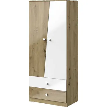 Šatní skříň Domel Skříň dvoudvéřová NERO LESK 1 Dvířka Nero: Artisan + bílá