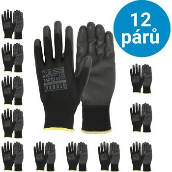 Pracovní rukavice Pracovní rukavice STROXX lehké černé, velikost 12, SET 12 ks