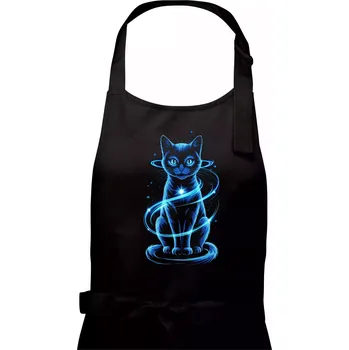 Kuchyňská zástěra Vesmírná kočka modrá - Dámská zástěra na vaření - Univerzální velikost ( Černá )